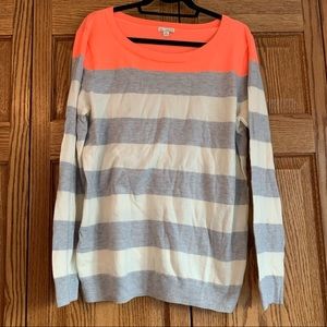 Gap sweater gray and white with neon pink